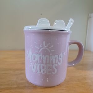 New Opalhouse Ligth Pink Morning Vibes Mug w/ Lid & Spoon